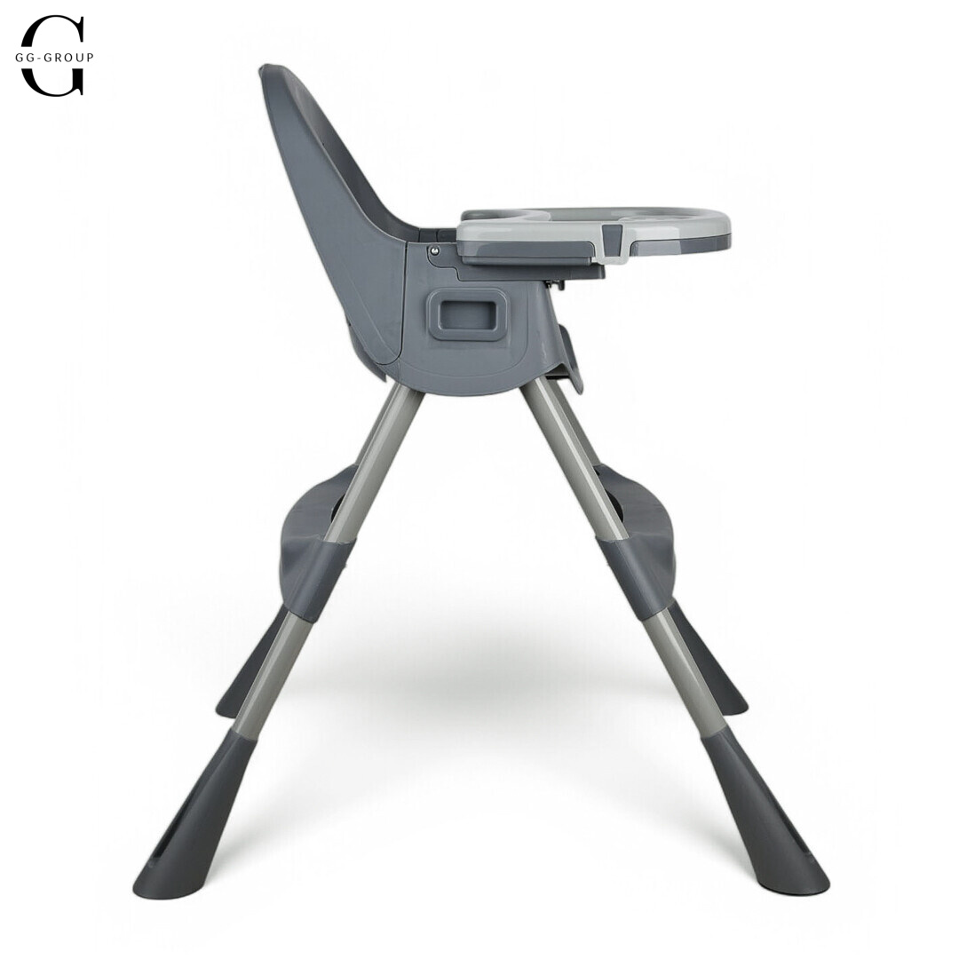 Стульчик для кормления BAMBI M 5722 Gray, регулируемый, съемный столик, 5-точечный ремень, колеса, экокожа